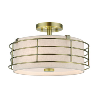 Blanchard Three Light Semi-Flush Mount in Antique Brass (107|55118-01)