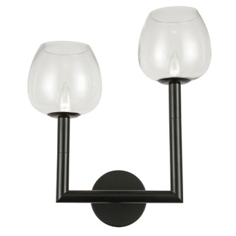 Nora Two Light Wall Sconce in Black (216|NOR-R-112W-MB-CLR)