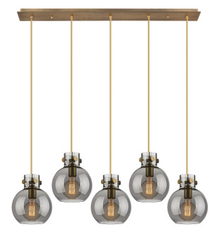 Newton Five Light Linear Pendant in Brushed Brass (405|125-410-1PS-BB-G410-8SM)