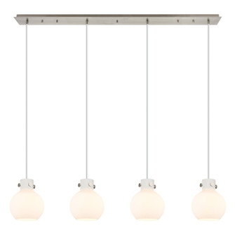 Newton Four Light Linear Pendant in Brushed Satin Nickel (405|124-410-1PS-SN-G410-8WH)