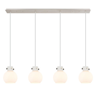 Newton Four Light Linear Pendant in Polished Nickel (405|124-410-1PS-PN-G410-8WH)