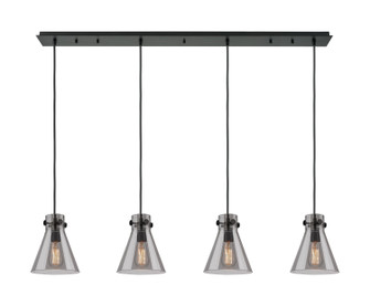 Downtown Urban Four Light Linear Pendant in Matte Black (405|124-410-1PS-BK-G411-8SM)