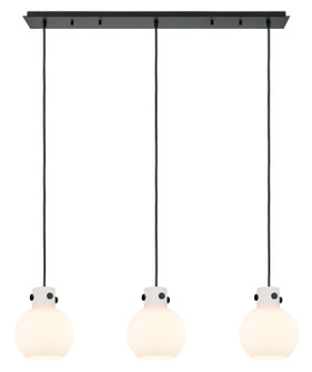 Newton Three Light Linear Pendant in Matte Black (405|123-410-1PS-BK-G410-8WH)
