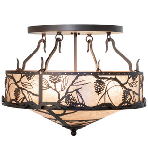 Whispering Pines Four Light Semi-Flushmount in Mahogany Bronze (57|261316)