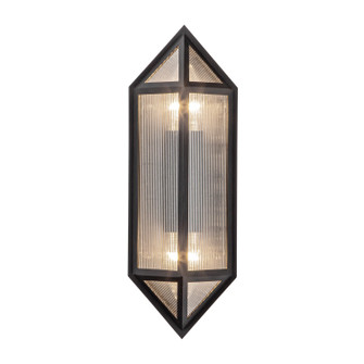 Cairo Two Light Outdoor Wall Lantern in Black/Ribbed Glass (452|EW332705BKCR)