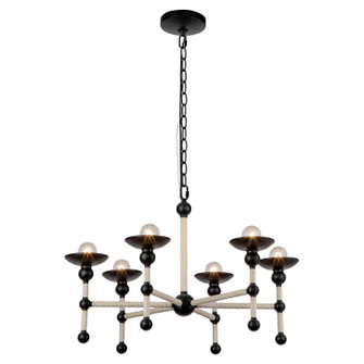 Nadine Six Light Chandelier in Matte Black/Cotton (452|CH343625MBCN)