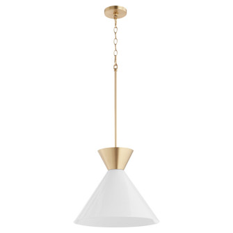 Beldar One Light Pendant in Aged Brass|Gloss Opal (19|8119-80)