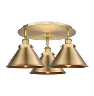 Downtown Urban Three Light Flush Mount in Brushed Brass (405|916-3C-BB-M10-BB)