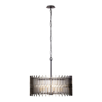 Park Row Six Light Pendant in Matte Black/French Gold (137|393P06MBFG)