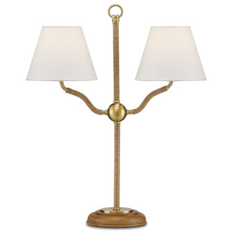 Sirocco Two Light Desk Lamp in Natural/Antique Brass (142|6000-0873)