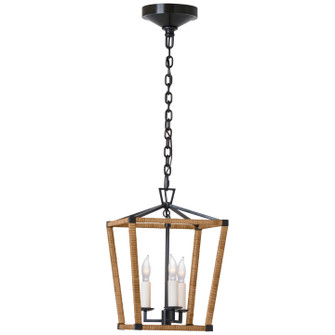 Darlana Wrapped LED Lantern in Aged Iron and Natural Rattan (268|CHC 5875AI/NRT)