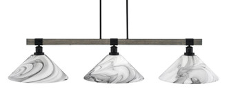 Tacoma Three Light Bar in Matte Black & Painted Distressed Wood-look Metal (200|1863-MBDW-2169)