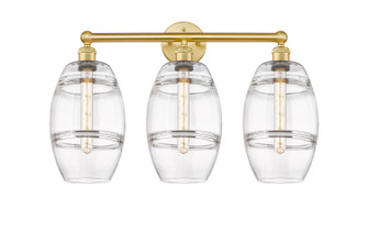 Edison Three Light Bath Vanity in Satin Gold (405|616-3W-SG-G557-8CL)