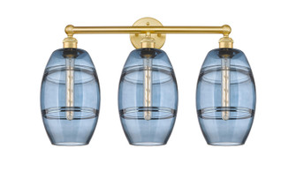 Edison Three Light Bath Vanity in Satin Gold (405|616-3W-SG-G557-8BL)