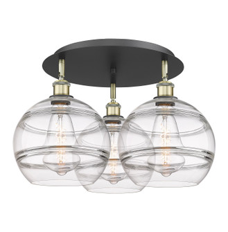 Ballston Three Light Flush Mount in Black Antique Brass (405|516-3C-BAB-G556-10CL)