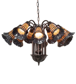 Stained Glass Pond Lily 12 Light Chandelier in Mahogany Bronze (57|251605)