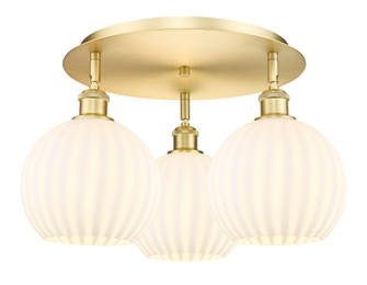 Ballston Three Light Semi-Flush Mount in Satin Gold (405|516-3C-SG-G1217-8WV)