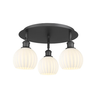 Ballston Three Light Semi-Flush Mount in Matte Black (405|516-3C-BK-G1217-6WV)