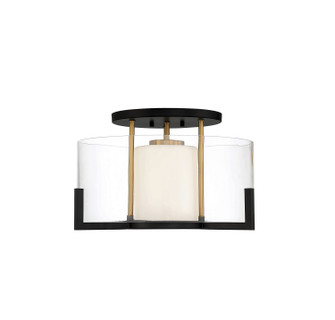 Eaton One Light Semi-Flush Mount in Matte Black w/Warm Brass (51|6-1981-1-143)