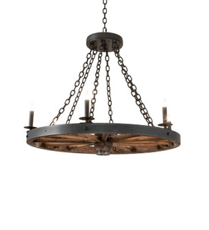 Wagon Wheel Six Light Chandelier in Black Metal (57|266690)