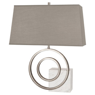 Jonathan Adler Saturn Two Light Table Lamp in Polished Nickel w/ White Marble (165|L910G)