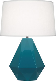 Delta One Light Table Lamp in Peacock Glazed Ceramic w/Polished Nickel (165|934)