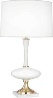Raquel One Light Table Lamp in White Glass w/ Modern Brass & White Marble (165|480)