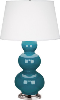 Triple Gourd One Light Table Lamp in Peacock Glazed Ceramic w/Antique Silver (165|363X)