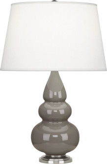 Small Triple Gourd One Light Accent Lamp in Smoky Taupe Glazed Ceramic w/Antique Silver (165|289X)
