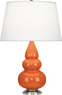 Small Triple Gourd One Light Accent Lamp in Pumpkin Glazed Ceramic w/Antique Silver (165|282X)