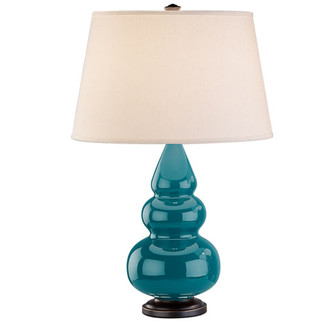 Small Triple Gourd One Light Accent Lamp in Peacock Glazed Ceramic w/Deep Patina Bronze (165|273X)