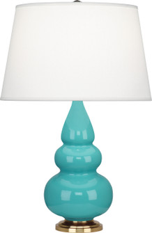 Small Triple Gourd One Light Accent Lamp in Egg Blue Glazed Ceramic w/Antique Natural Brass (165|252X)
