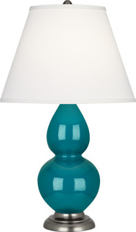 Small Double Gourd One Light Accent Lamp in Peacock Glazed Ceramic w/Antique Silver (165|1773X)