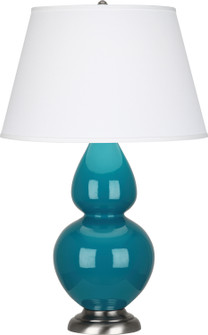 Double Gourd One Light Table Lamp in Peacock Glazed Ceramic w/Antique Silvered (165|1753X)