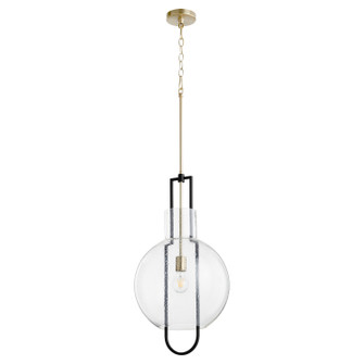 Textured Glass Pendants One Light Pendant in Textured Black w/ Aged Brass (19|89-14-6980)