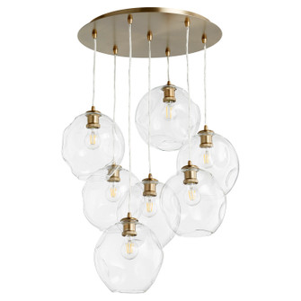 Numen Seven Light Pendant in Aged Brass (19|67-80)