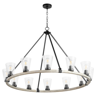 Paxton 12 Light Chandelier in Textured Black|Weathered Oak Finish (19|63-12-6941)