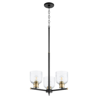 Monarch Three Light Chandelier in Textured Black w/ Aged Brass (19|610-3-6980)