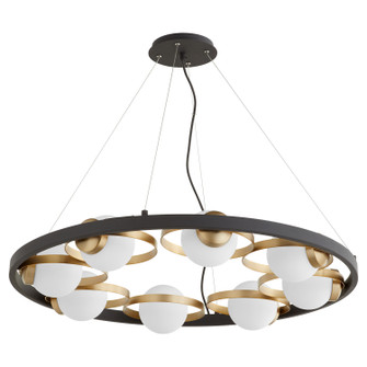 Nimbus Eight Light Chandelier in Textured Black|Aged Brass (19|606-8-6980)