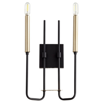 Hope Two Light Wall Mount in Textured Black|Aged Brass (19|530-2-6980)