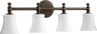 Rossington Four Light Vanity in Oiled Bronze|Satin Opal (19|5122-4-186)