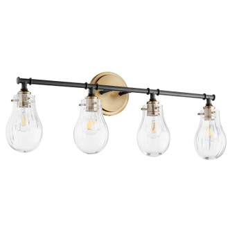 Dillinger Four Light Vanity in Textured Black|Aged Brass (19|511-4-69)