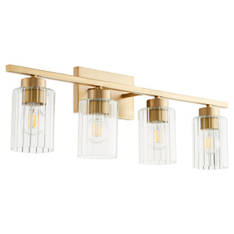 Ladin Four Light Vanity in Aged Brass|Clear Fluted Glass (19|501-4-280)