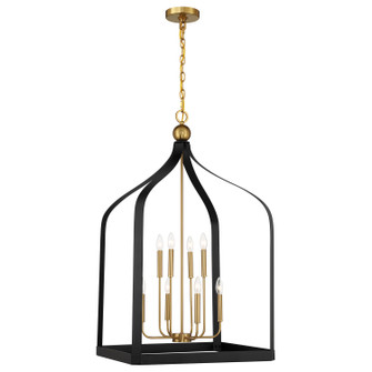 Sheffield Eight Light Pendant in Matte Black with Warm Brass (51|7-7800-8-143)