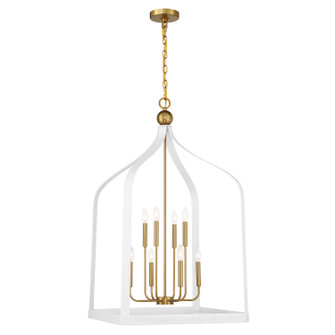 Sheffield Eight Light Pendant in White with Warm Brass (51|7-7800-8-142)
