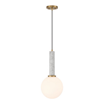 Callaway One Light Pendant in White Marble with Warm Brass (51|7-2902-1-264)