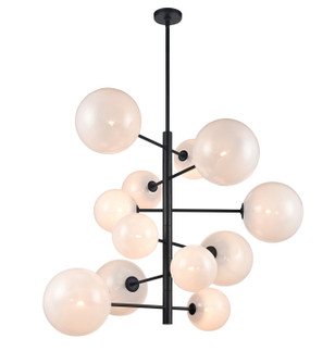 Delilah 12 Light Chandelier in Matte Black (192|HF4212-BK-WHT)