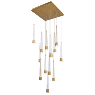 Quill LED Chandelier in Aged Brass (34|PD-59413S-AB)