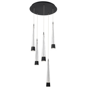 Quill LED Chandelier in Black (34|PD-59405R-BK)