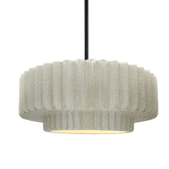 Radiance One Light Pendant in White Crackle (102|CER-6553-CRK-MBLK-RIGID)